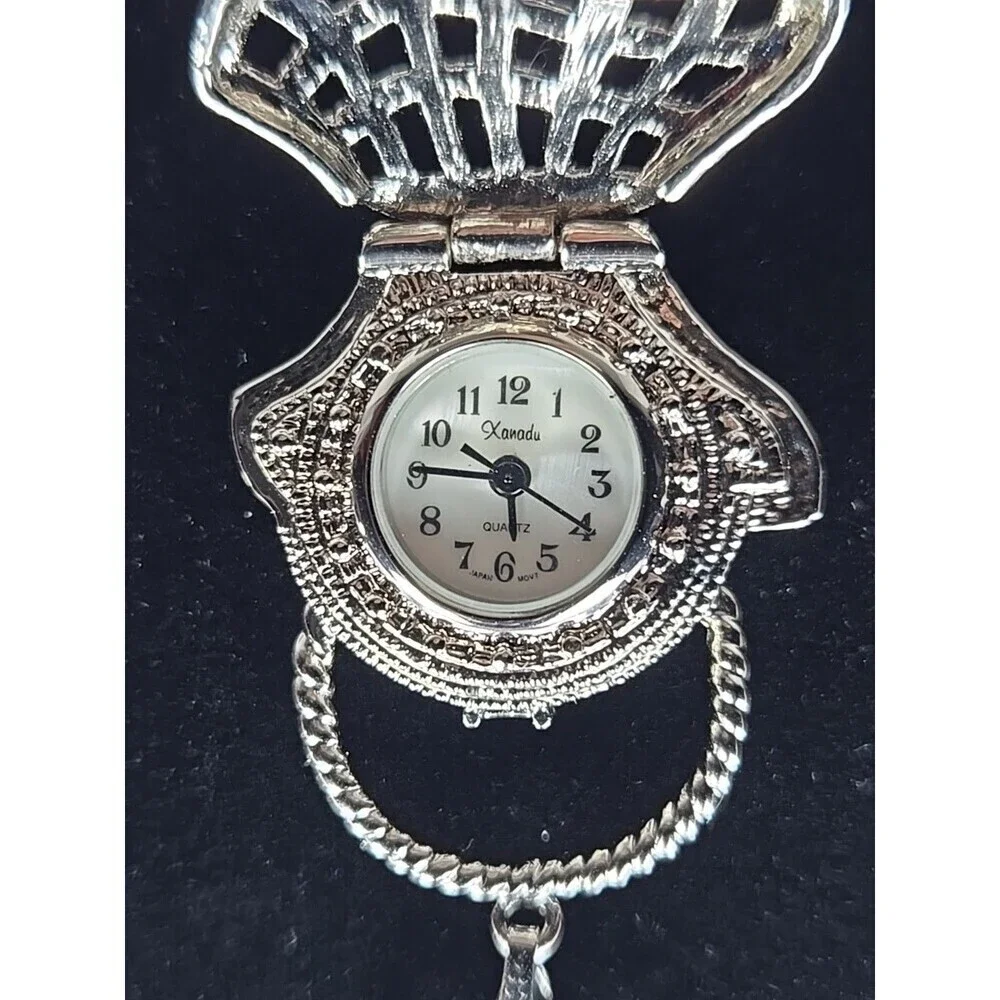 Xanadu Flower Basket Silver Tone Pendant Necklace Watch Quartz New Battery Rare